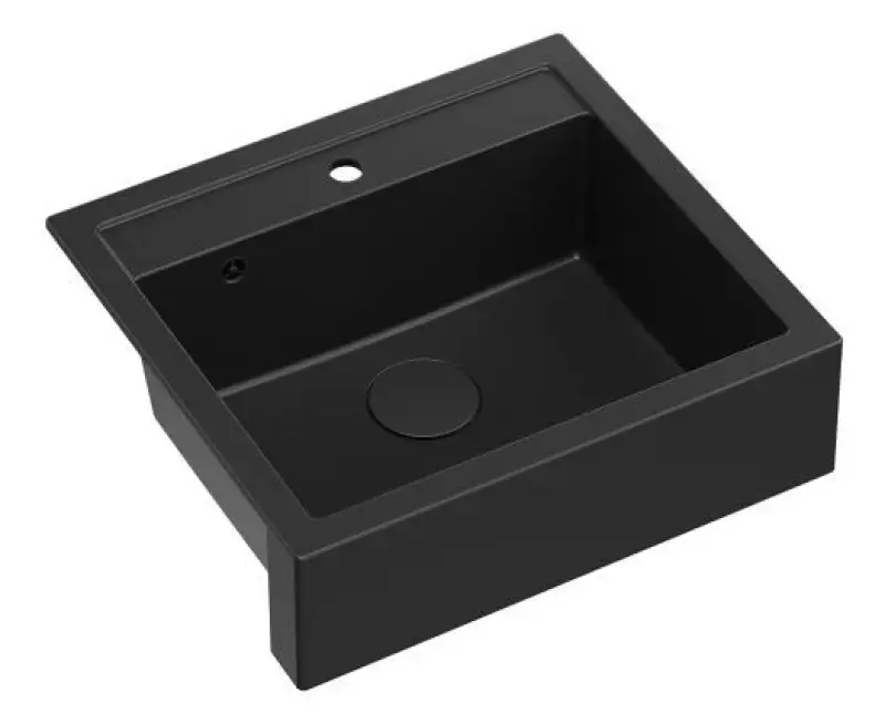 Quadri Farmhouse αγροτική νεροχύτης γρανίτη για τοποθέτηση ή επάνω, μαύρο ματ 595x540mm 1208957208