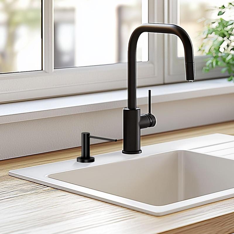 Quadri Swindon Luxe Ενσωματωμένος Διανομέας Σαπουνιού ματ μαύρο, επαναγεμιζόμενος από πάνω 1208957213