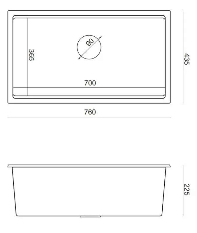 Quadri Newport μεγάλη και βαθιά νεροχύτης γρανίτη επιφανειακής και εντοιχισμένης τοποθέτησης ανθρακί νεροχύτης 760x435 mm 1208957219