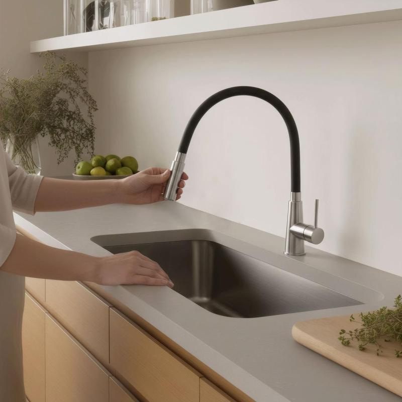 Quadri Preston μπαταρία κουζίνας από ανοξείδωτο ατσάλι με 2 λειτουργίες και εύκαμπτο μαύρο στόμιο 1208957228