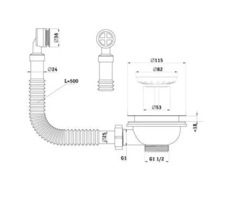 GraniteMy Σετ αποχέτευσης σκυροδέματος γκρι με στρογγυλή υπερχείλιση 1208957347