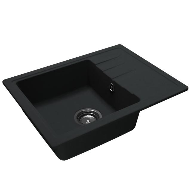 GranitMy Smart επιπρόσθετος ρηχός γρανιτένιος νεροχύτης μαύρου χρώματος 58x44cm με αναστρέψιμο αποστραγγιστικό 1208957354