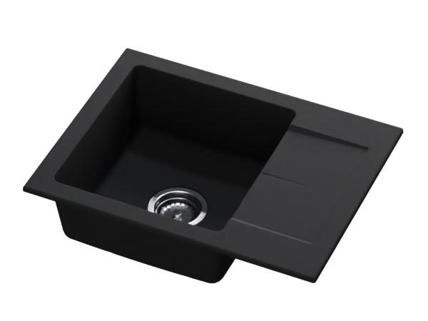 GranitMy Smart επιπρόσθετος ρηχός γρανιτένιος νεροχύτης μαύρου χρώματος 58x44cm με αναστρέψιμο αποστραγγιστικό 1208957354