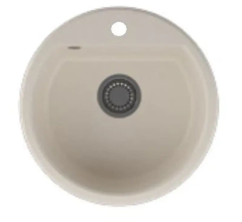 GraniteMy Bremen γύρος γρανίτης νεροχύτης 43 εκατοστά λευκός επιφάνειας και κάτω από την επιφάνεια με τρύπα βρύσης με ατσάλινο φίλτρο 1208957356