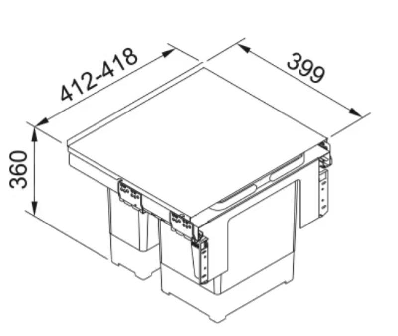 Φράνκε Sorter Garbo 45-2 ενσωματωμένο σύστημα απορριμμάτων 1 x 12 και 1 x 18 λίτρων κάδος απορριμμάτων 1210200692
