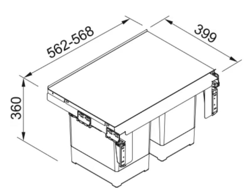 Φράνκε Σύστημα Ενσωματωμένης Διαλογής Garbo 60-2 με 2 κάδους απορριμμάτων των 18 λίτρων 1210284027