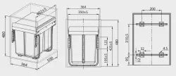 Σύστημα απορριμμάτων εντοιχισμού Garbi Sorter S-40-2 με 2 κάδους απορριμμάτων 2 x 20 1208957364