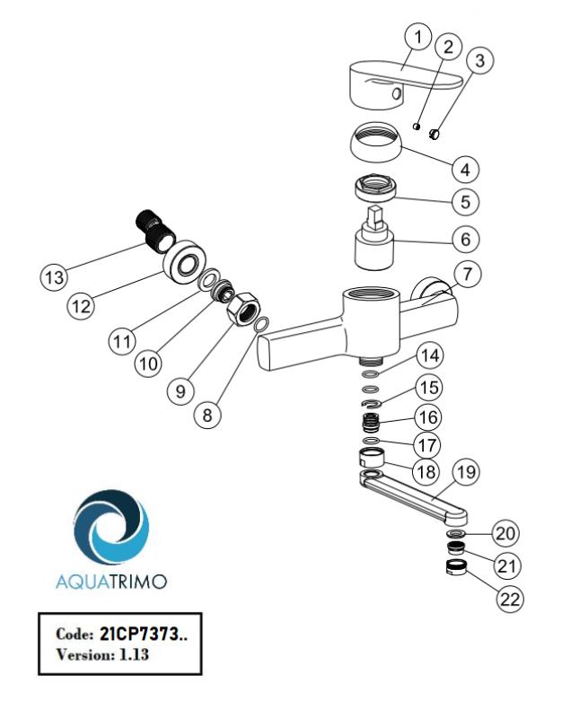 AquaTrimo Chopin επιτοίχια βρύση, μίκτης κουζίνας με ένα χερούλι, χρώμιο 21CP7373CM