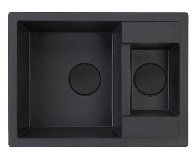 GraniteMy Smart επιπλέον ρηχός 1,5 γρανιτένιος εντοιχισμένος μαύρος νεροχύτης αναστρέψιμος 58x44cm 1208957386