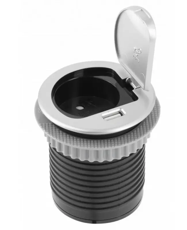 Inντάξ Κάλυμμα ενσωματωμένη γείωση κουζίνας πρίζα στον πάγκο εργασίας με USB και πρίζα χρώματος ασημί 1208957393