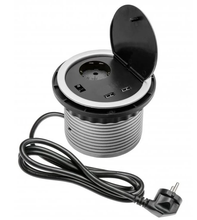 Indux Cover ενσωματωμένη γείωση ασημί μπρίζα κουζίνας στον πάγκο εργασίας με 2 συνδέσεις usb 1208957399