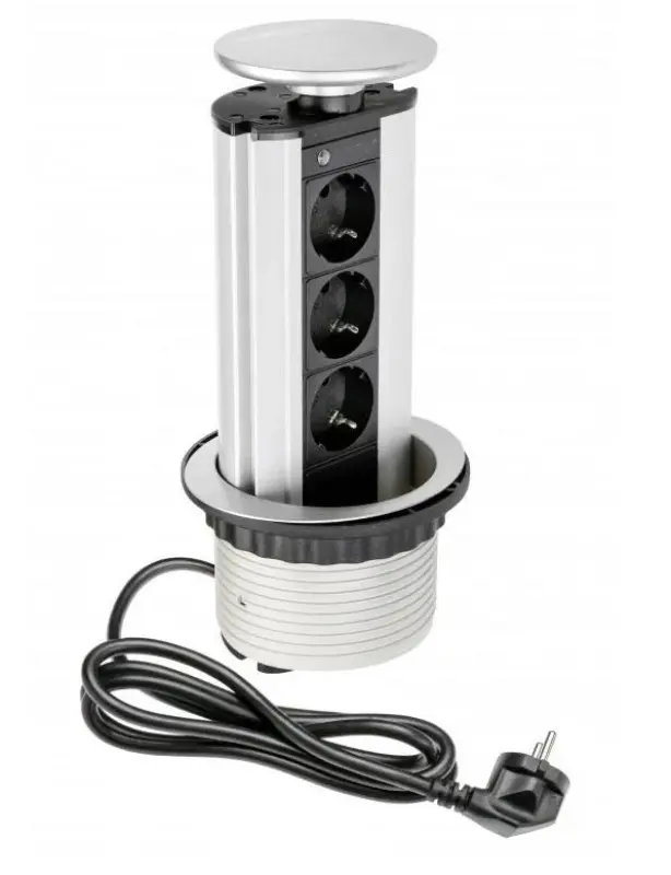 Indux Up & Down βυθιζόμενη εδαφική πρίζα ασημένια κουζίνας στον πάγκο εργασίας με 3 πρίζες 1208957408