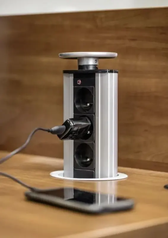 Indux Up & Down βυθιζόμενη εδαφική πρίζα ασημένια κουζίνας στον πάγκο εργασίας με 3 πρίζες 1208957408