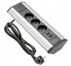 Indux Corner γωνιακή πρίζα κουζίνας με 3 πρίζες γείωσης και 2 φορτιστές USB 1208957431