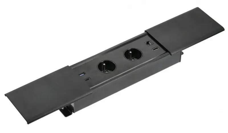 Indux Slide max ενσωματωμένη κουζίνα πρίζας με γείωση σε επιφάνεια εργασίας με USB-A, HDMI, RJ45 και USB-C χρώμα ματ μαύρο 1208957441