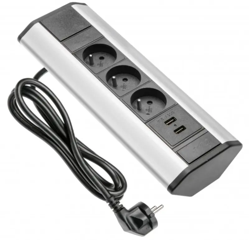 Indux Corner γωνιακή πρίζα κουζίνας με 3 πρίζες γείωσης και 2 φορτιστές USB 1208957442