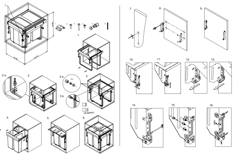 Σύστημα απορριμμάτων εντοιχισμού Garbi Carrier C-45-2-H με δικούς του οδηγούς και 2 κάδους απορριμμάτων 2 x 20 λίτρα 1208957466