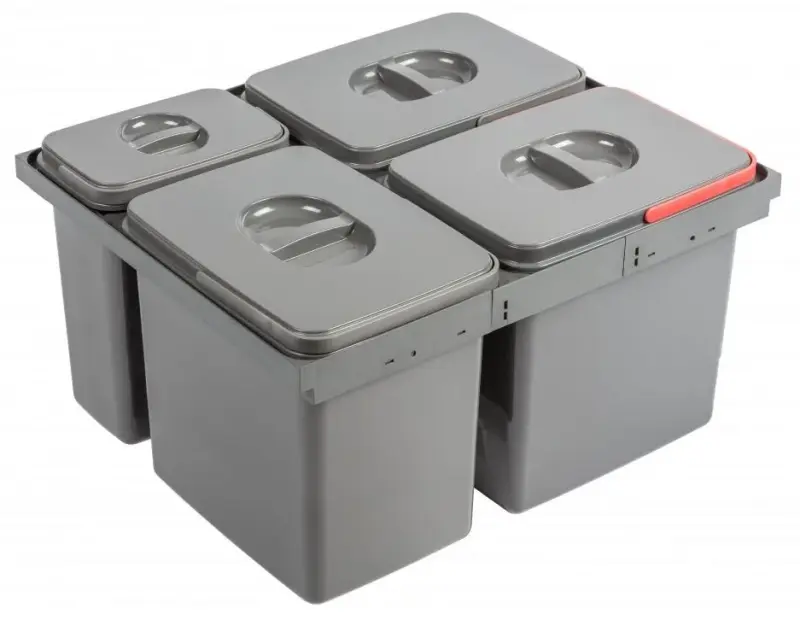 Γκάρμπι Καλάθι B-60-4-H σύστημα διαλογής απορριμμάτων για συρτάρι 60cm, συμπεριλαμβανομένης της βάσης και 4 κάδων απορριμμάτων 1208957472