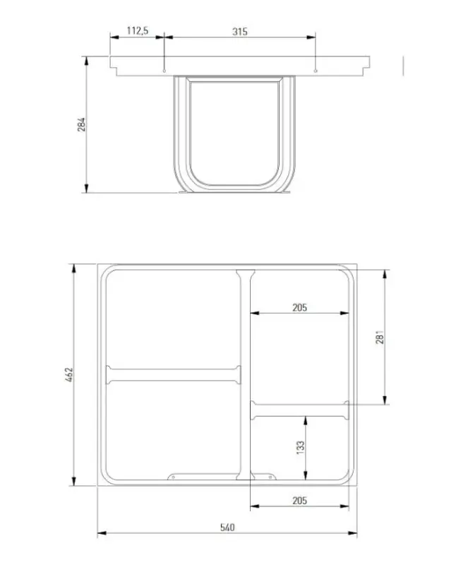 Γκάρμπι Καλάθι B-60-4-H σύστημα διαλογής απορριμμάτων για συρτάρι 60cm, συμπεριλαμβανομένης της βάσης και 4 κάδων απορριμμάτων 1208957472