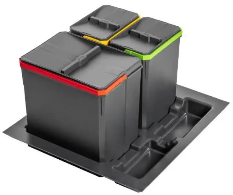 Σύστημα διαλογής απορριμμάτων Garbi Basket B-60-3 για συρτάρι 60cm, συμπεριλαμβανομένης της θήκης και 3 κάδων απορριμμάτων 1208957473