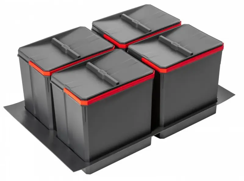 Γκάρμπι Μπάσκετ B-90-4 σύστημα διαλογής απορριμμάτων για συρτάρι 90cm συμπεριλαμβανομένου του στηρίγματος και 4 x 15 λίτρων κάδους απορριμμάτων 1208957479