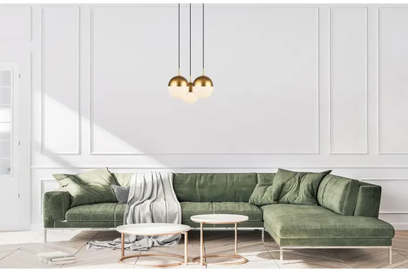 Διακόσμηση Abies χρυσό μπρούτζινο σύγχρονο κρεμαστό φωτιστικό με στρογγυλό μεταλλικό καπέλο λάμπας 7597