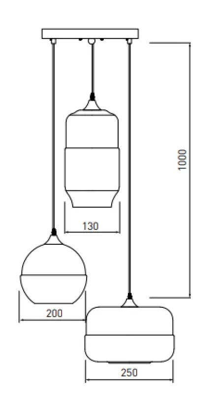 Decor Lender μοντέρνο κρεμαστό φωτιστικό από μέταλλο και γυαλί με 3 πηγές φωτός 9270