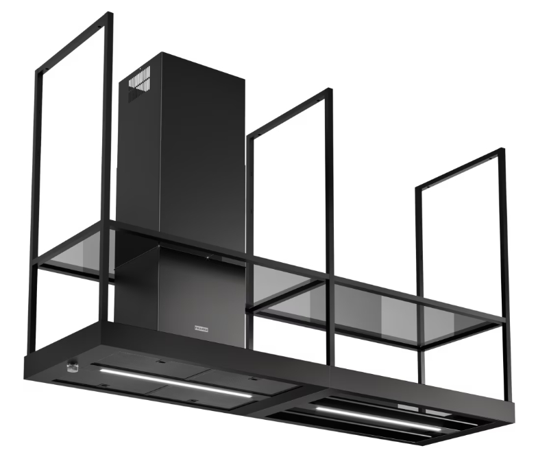 Φράνκε Μύθος T-Shelf νησιωτικός απορροφητήρας μαύρο ματ 180 εκ. με ράφια 3250678073