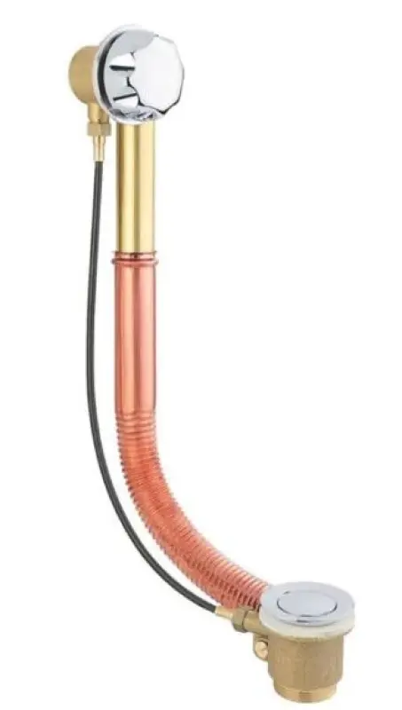 PB αποχέτευση μπανιέρας από μπρούντζο με περιστρεφόμενο κουμπί στη διαρροή για εντοιχισμένες μπανιέρες μπρούντζος 1208957542