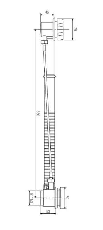 PB αποχέτευση μπανιέρας από μπρούντζο με περιστρεφόμενο κουμπί στη διαρροή για εντοιχισμένες μπανιέρες μπρούντζος 1208957542