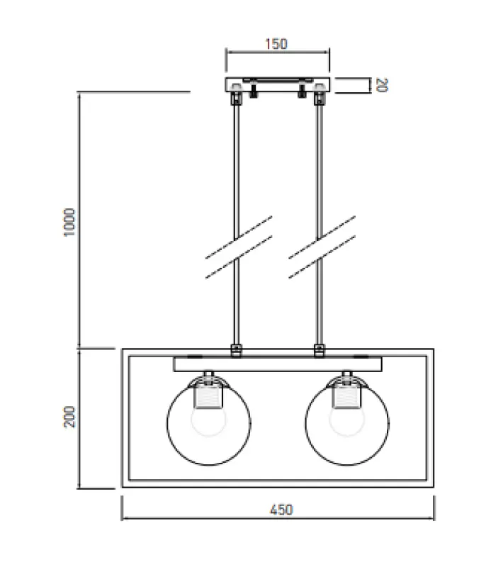 Decοr Avelin κρεμαστό φωτιστικό με χρυσό ορθογώνιο πλαίσιο, πλάτος 45 εκ. 2232