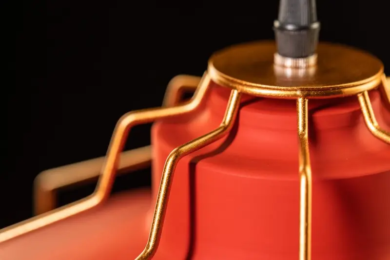 Decor Goa κόκκινο κρεμαστό φωτιστικό με διακοσμητικό χρυσό πλαίσιο 3536