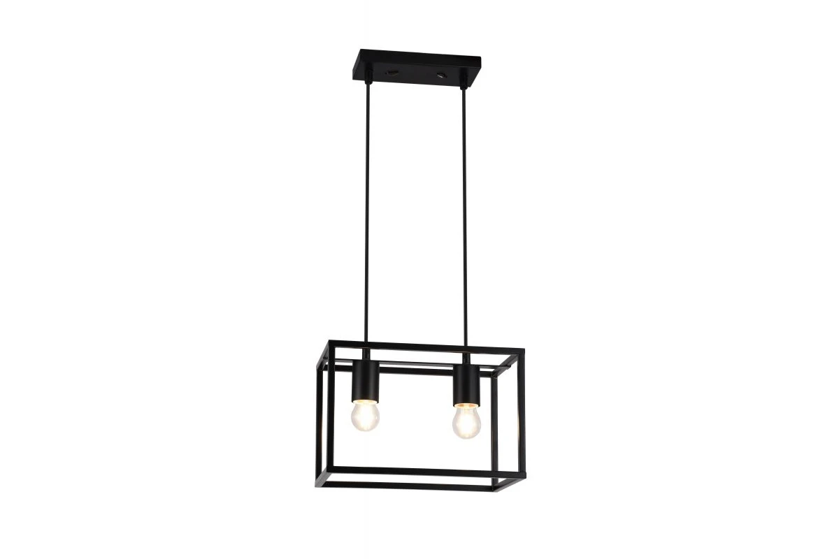 Decor Diu μαύρο γεωμετρικό κρεμαστό φωτιστικό με 2 πηγές φωτός πλάτος 30 εκ 3628