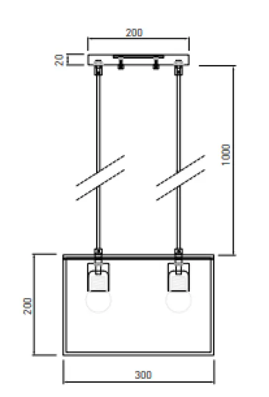 Decor Diu μαύρο γεωμετρικό κρεμαστό φωτιστικό με 2 πηγές φωτός πλάτος 30 εκ 3628