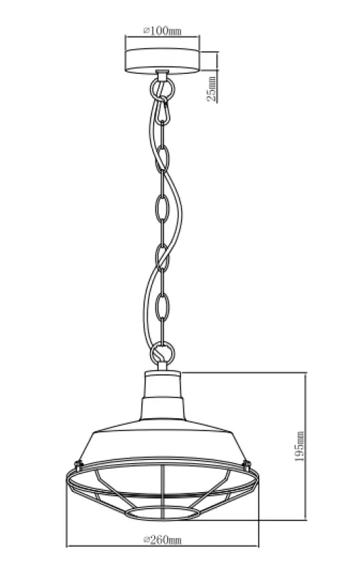 Διακόσμηση Lars μαύρο κρεμαστό φωτιστικό με βιομηχανικό μαύρο πλέγμα διάμετρος 26 cm 2233
