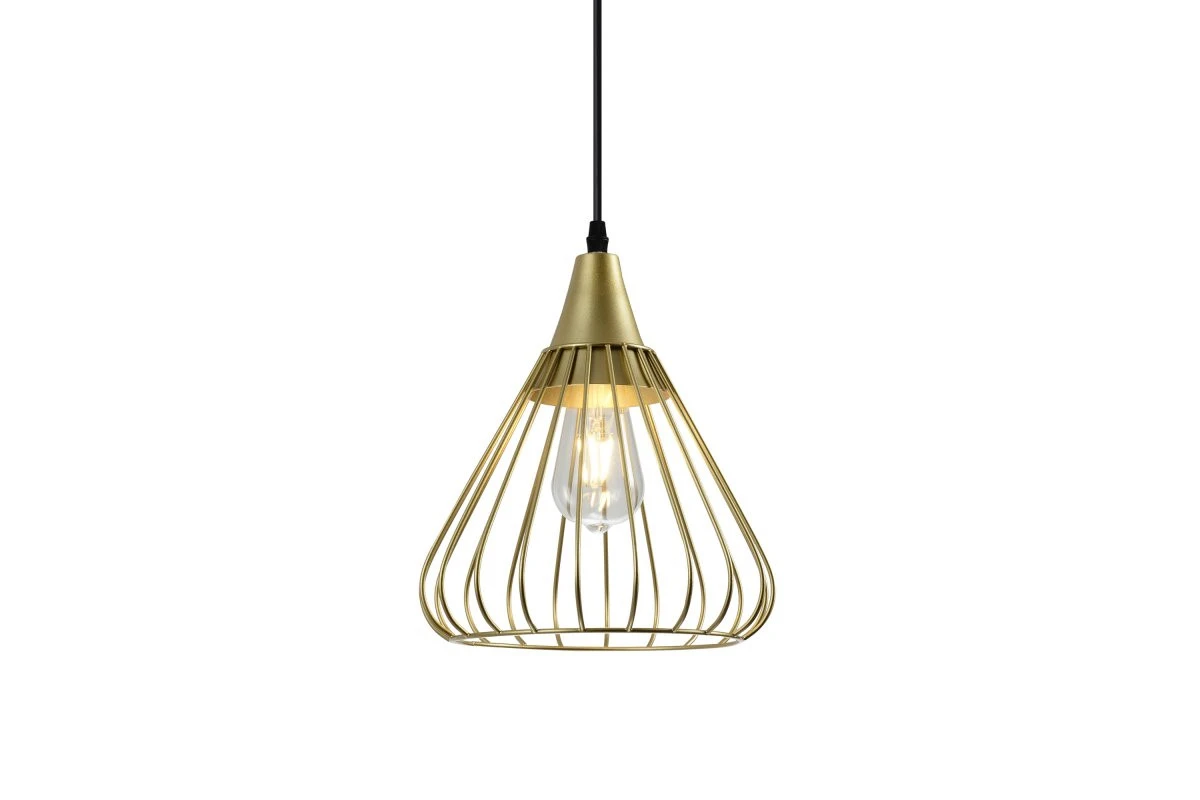 Deco Tess χρυσό μεταλλικό κωνικό κρεμαστό φωτιστικό με σύρμα 2516