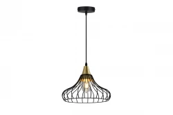 Διακόσμηση Lotte μαύρο κωνικό vintage φωτιστικό με σύρμα 2622