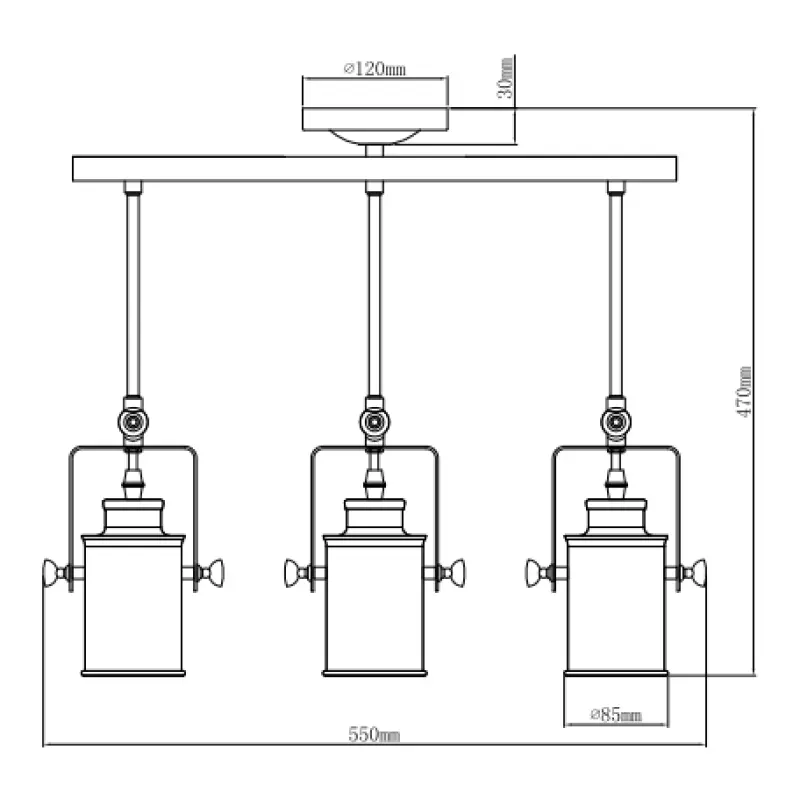 Decor Demir μαύρο κρεμαστό φωτιστικό με 3 πηγές φωτός 4014