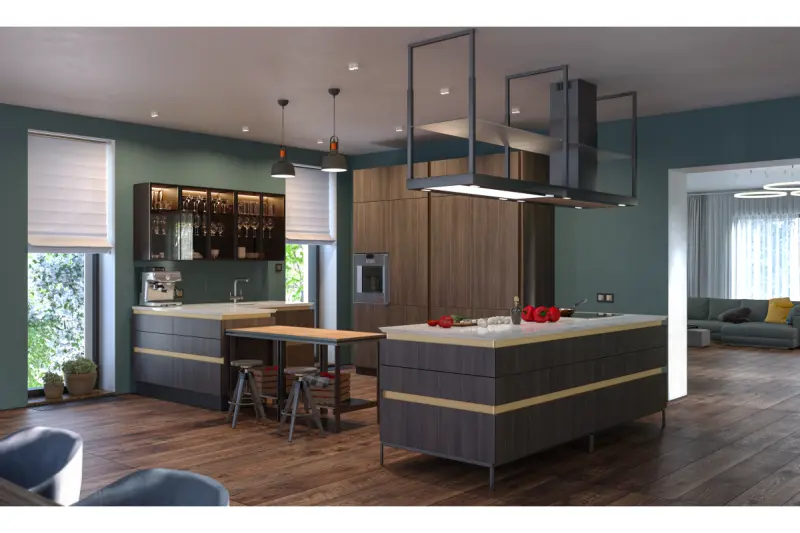 Deco Noor κομψό μαύρο κρεμαστό φωτιστικό με χάλκινο στοιχείο 2691