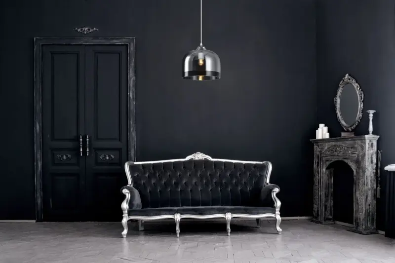 Διακοσμητική κρεμαστή λάμπα από μαύρο γυαλί Decor Lati κυλινδρική με διάμετρο 23,5 cm 7122