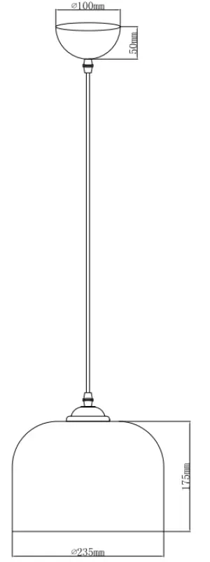 Διακοσμητική κρεμαστή λάμπα από μαύρο γυαλί Decor Lati κυλινδρική με διάμετρο 23,5 cm 7122