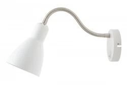 Διακοσμητική λευκή απλίκα τοίχου Etore με μεταλλικό βραχίονα, διάμετρος 11 cm, 1952.