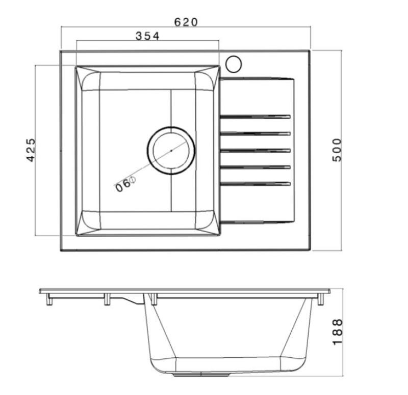 Ausmann Fibre Mini νεροχύτης μαύρος αναστρέψιμος με αποστραγγιστήρα επιτοίχιος 62x50cm 1208957667