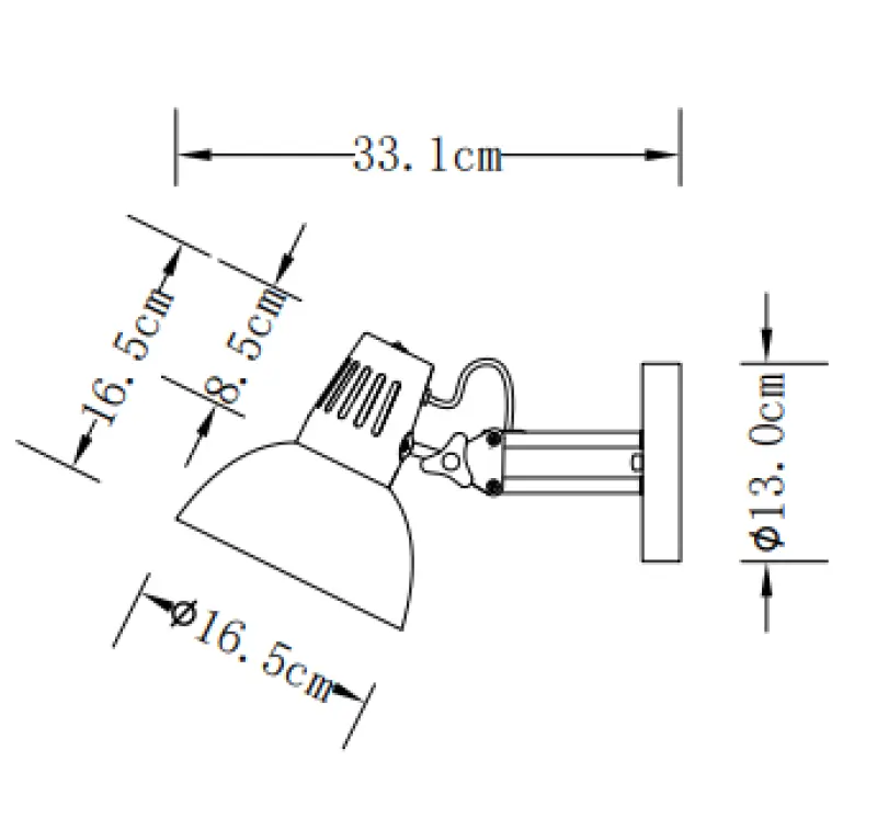 Decor Artemia κομψή λευκή απλίκα με μεταλλικό βραχίονα 16,5 cm διαμέτρου 2218