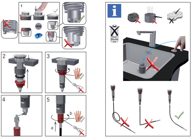 Franke σετ αποχέτευσης για νεροχύτες με ενσωματωμένη αποχέτευση (τούρμπο) με αυτόματη εκκένωση και κουμπί από ανοξείδωτο ατσάλι 1208957709