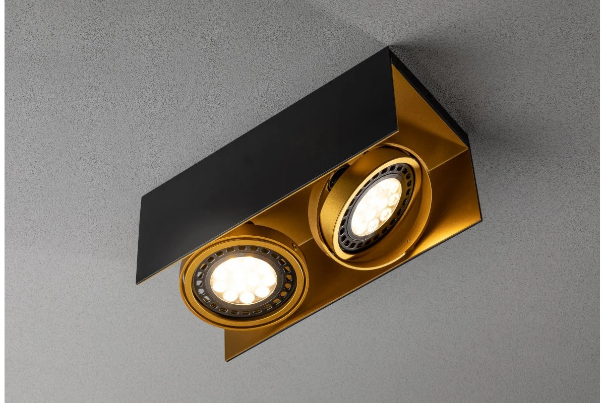 Decor Verso μαύρο χρυσό φωτιστικό οροφής με κινούμενη κεφαλή δύο πηγές φωτός 4212
