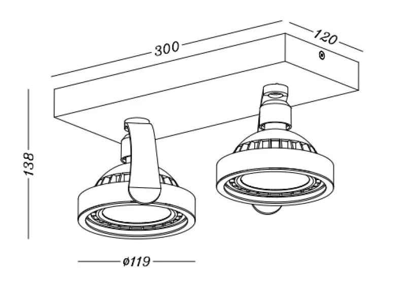 Διακόσμηση Wally φωτιστικό οροφής ή απλίκα ανθρακί σε κινούμενη κεφαλή 2 πηγές φωτό