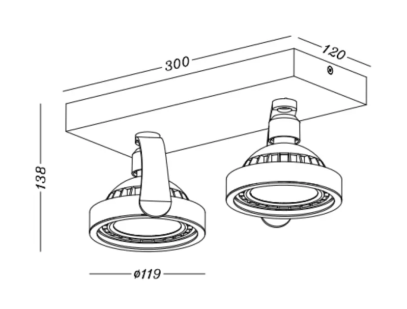 Dekor Wally πλαφονιέρα ή απλίκα λευκή με κινούμενη κεφαλή 2 πηγές φωτός 4373