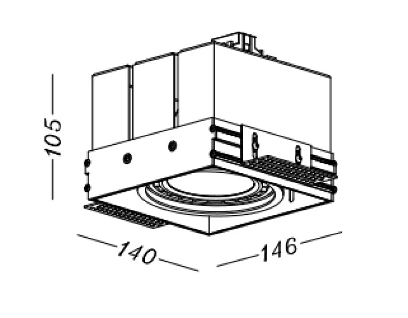 Διακοσμητικό Milo μαύρος φωτιστικός χωρίς πλαίσιο για ενσωμάτωση στην οροφή με 1 πηγή φωτός 4731