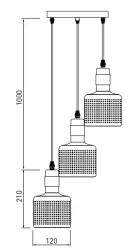 Decor Bellis λευκό χρυσό κυλινδρικό κρεμαστό φωτιστικό με 3 πηγές φωτός 4611